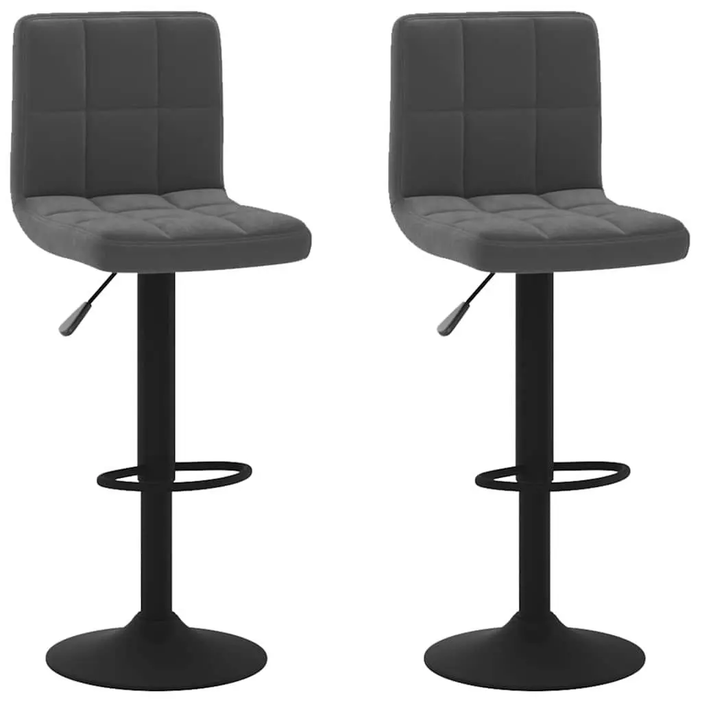 Bar Stools 2 pcs Black Velvet Swivel Counter Height Adjustable Chrome Base