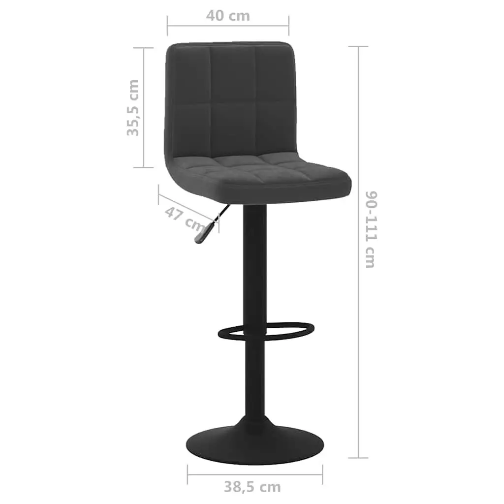 Bar Stools 2 pcs Black Velvet Swivel Counter Height Adjustable Chrome Base