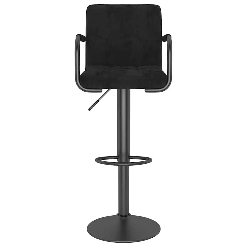 Bar Stools 2 pcs Black Velvet Swivel Height Adjustable Footrest Counter Chairs