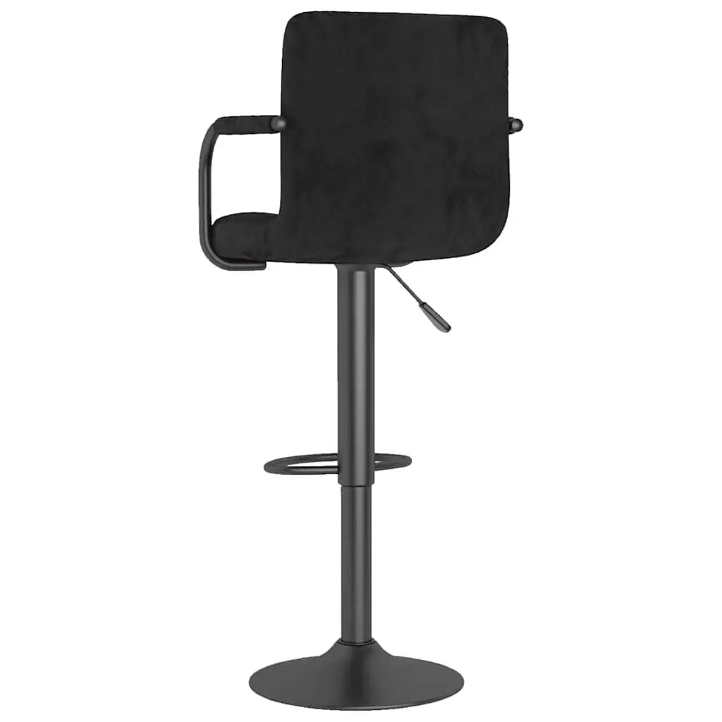 Bar Stools 2 pcs Black Velvet Swivel Height Adjustable Footrest Counter Chairs