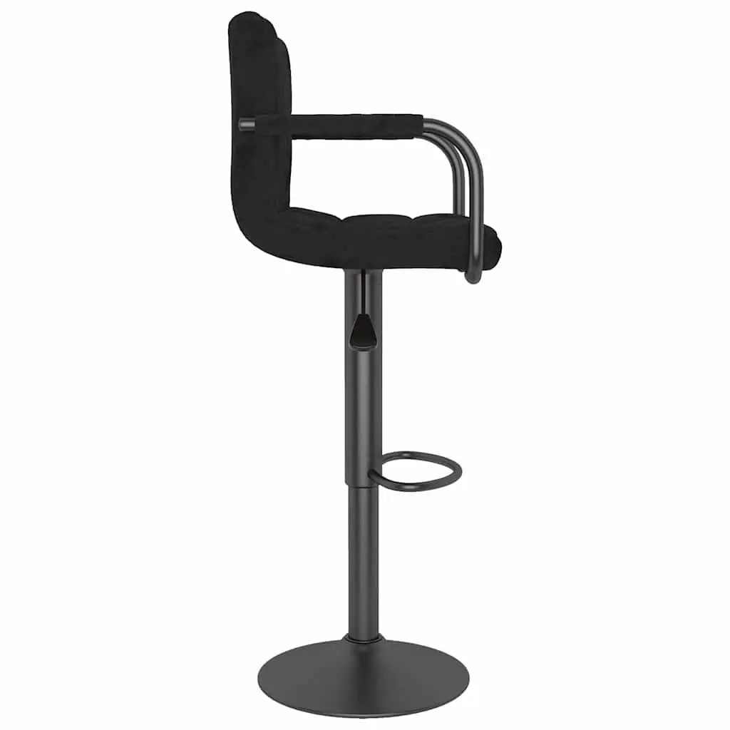 Bar Stools 2 pcs Black Velvet Swivel Height Adjustable Footrest Counter Chairs