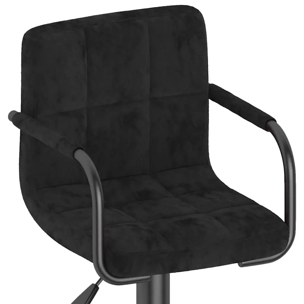 Bar Stools 2 pcs Black Velvet Swivel Height Adjustable Footrest Counter Chairs