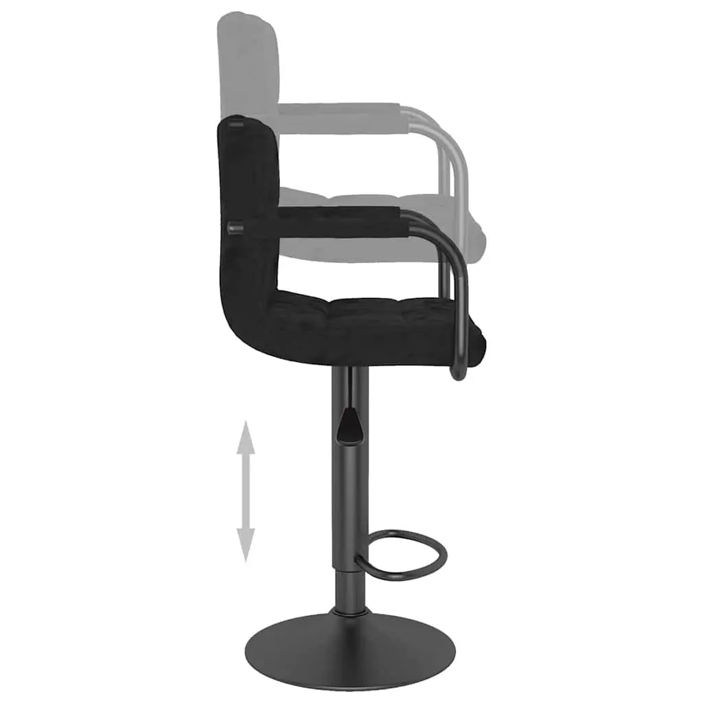 Bar Stools 2 pcs Black Velvet Swivel Height Adjustable Footrest Counter Chairs