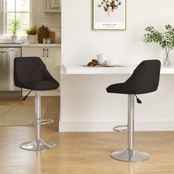 Adjustable Black Faux Leather Bar Stools - Set of 2