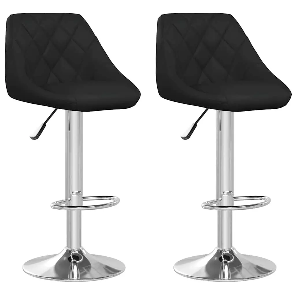 Bar Stools Black Faux Leather Modern Kitchen Counter Height Adjustable 2 Piece