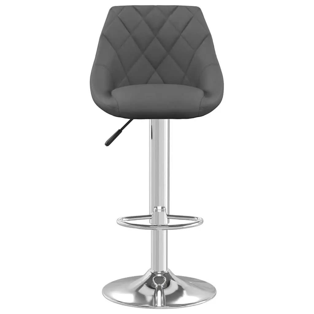Bar Stools Grey Velvet Swivel Adjustable Height 2 Piece Chromed Steel