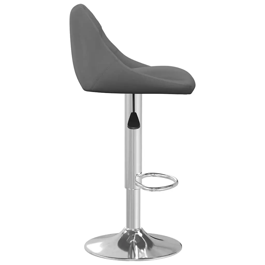 Bar Stools Grey Velvet Swivel Adjustable Height 2 Piece Chromed Steel