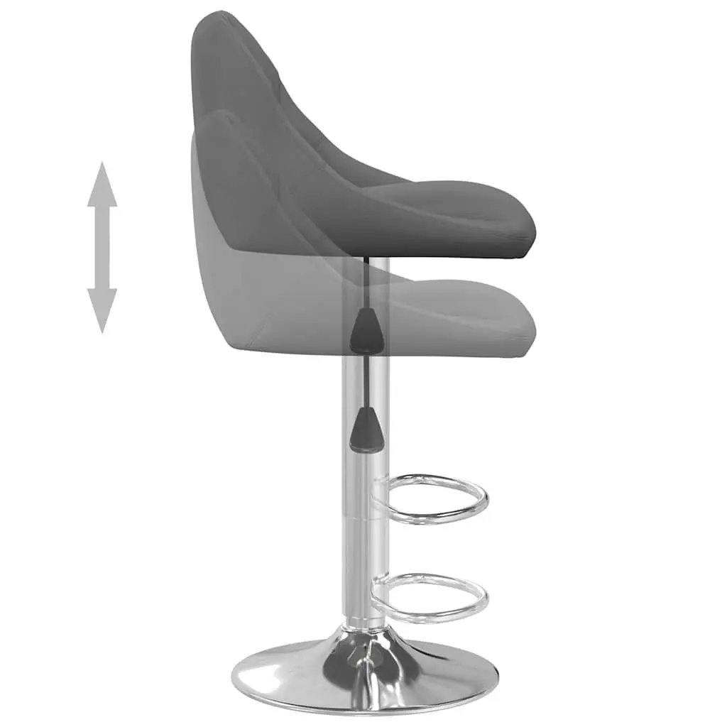 Bar Stools Grey Velvet Swivel Adjustable Height 2 Piece Chromed Steel