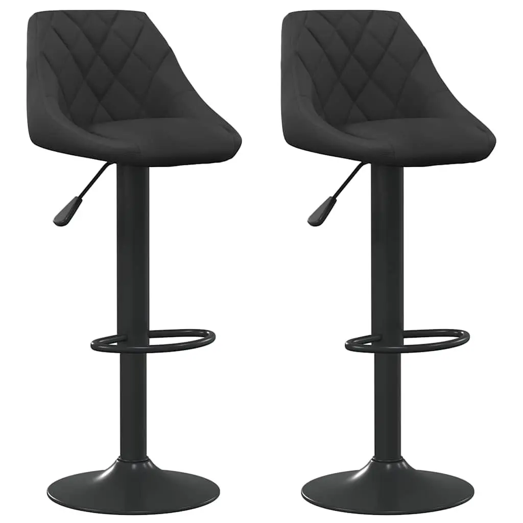 Bar Stools Black Velvet Swivel Adjustable Height Gas Lift Footrest Steel Frame