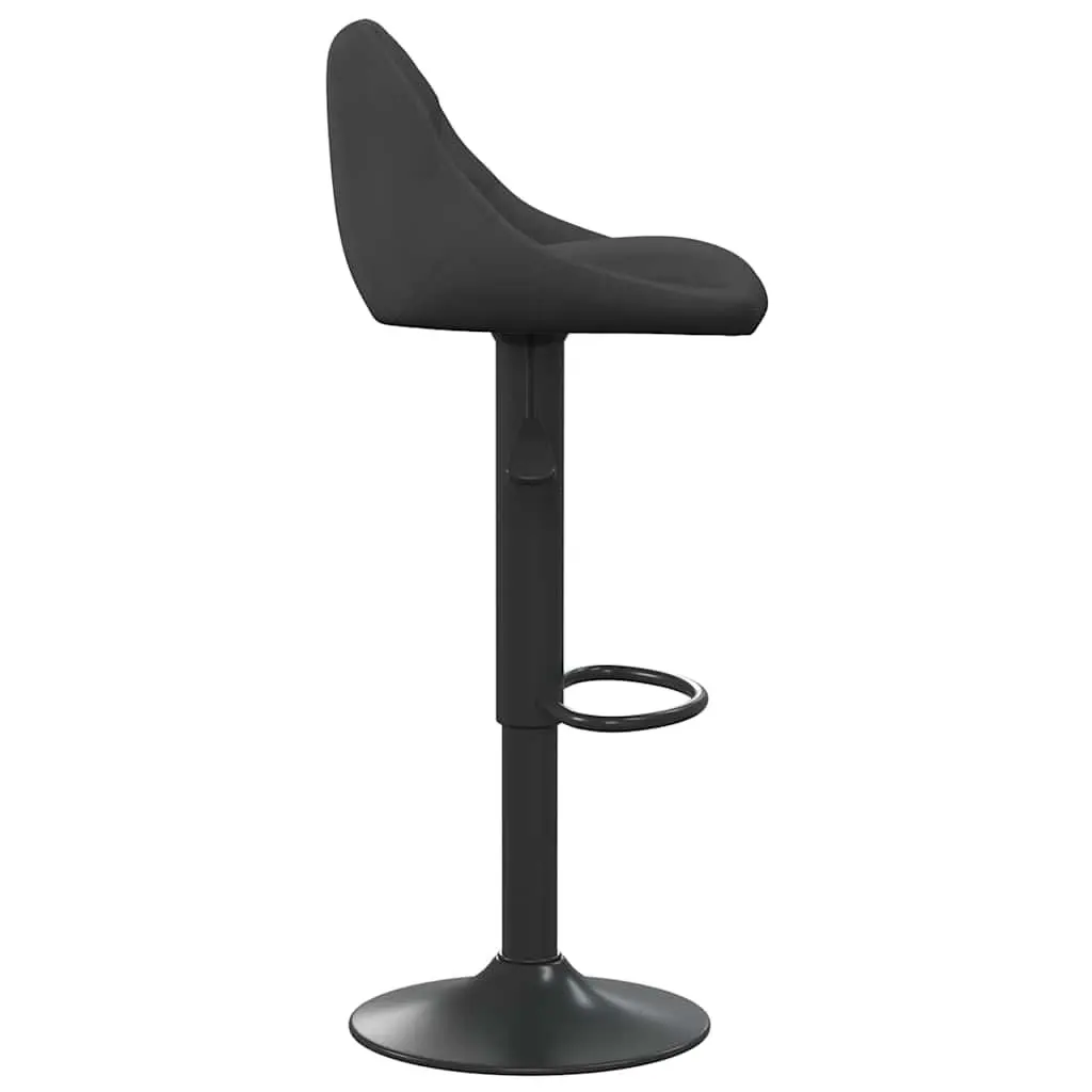 Bar Stools Black Velvet Swivel Adjustable Height Gas Lift Footrest Steel Frame