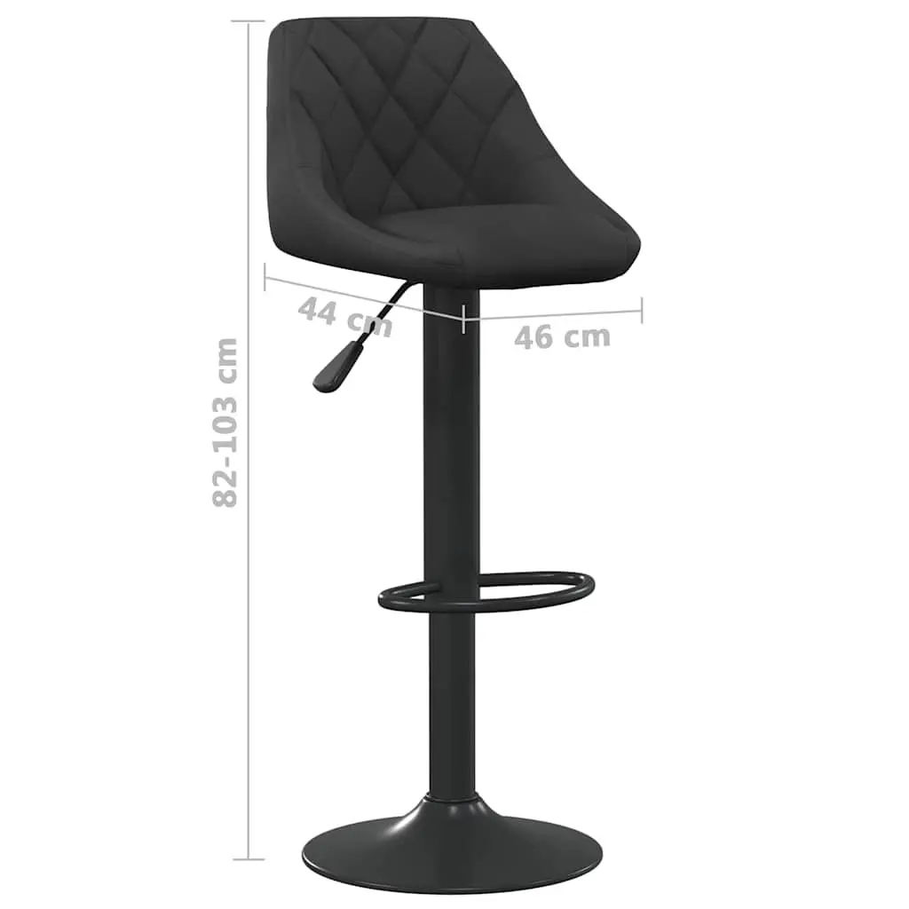 Bar Stools Black Velvet Swivel Adjustable Height Gas Lift Footrest Steel Frame