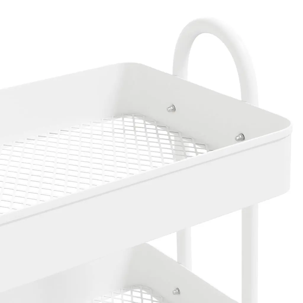 3-Tier Storage Trolley White Steel Kitchen Office Organiser Mobile Cart