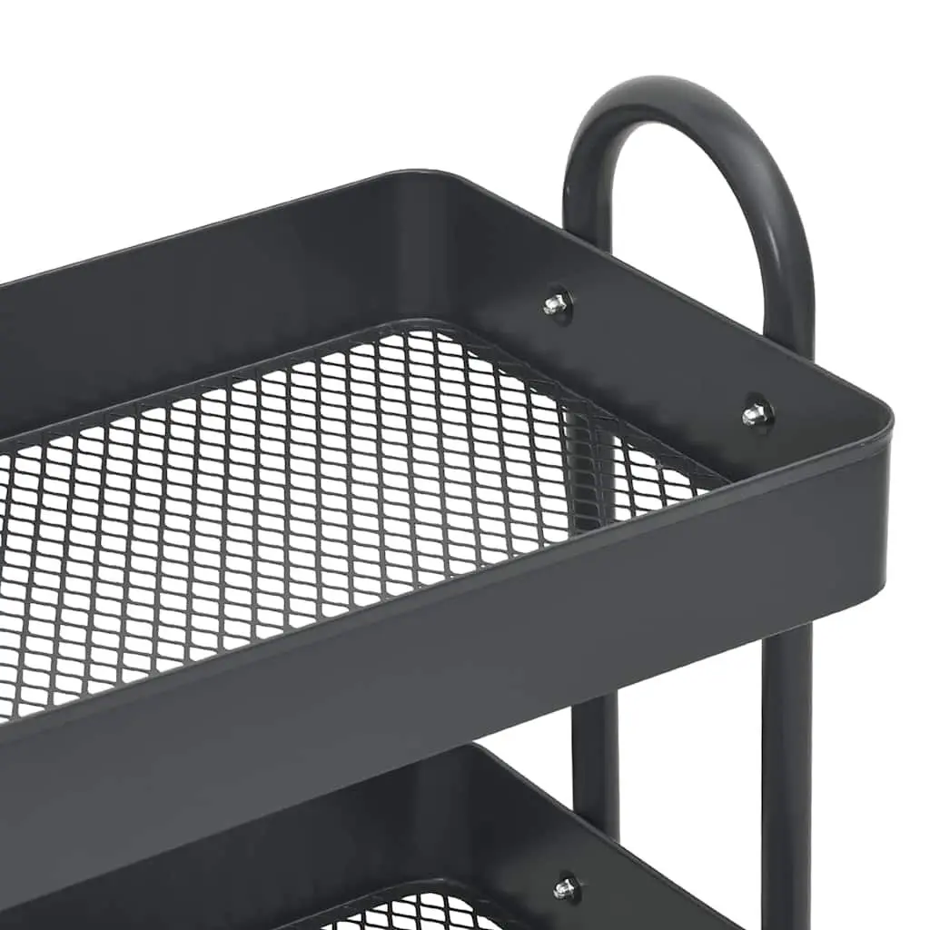 3-Tier Storage Trolley Anthracite Steel Mobile Cart