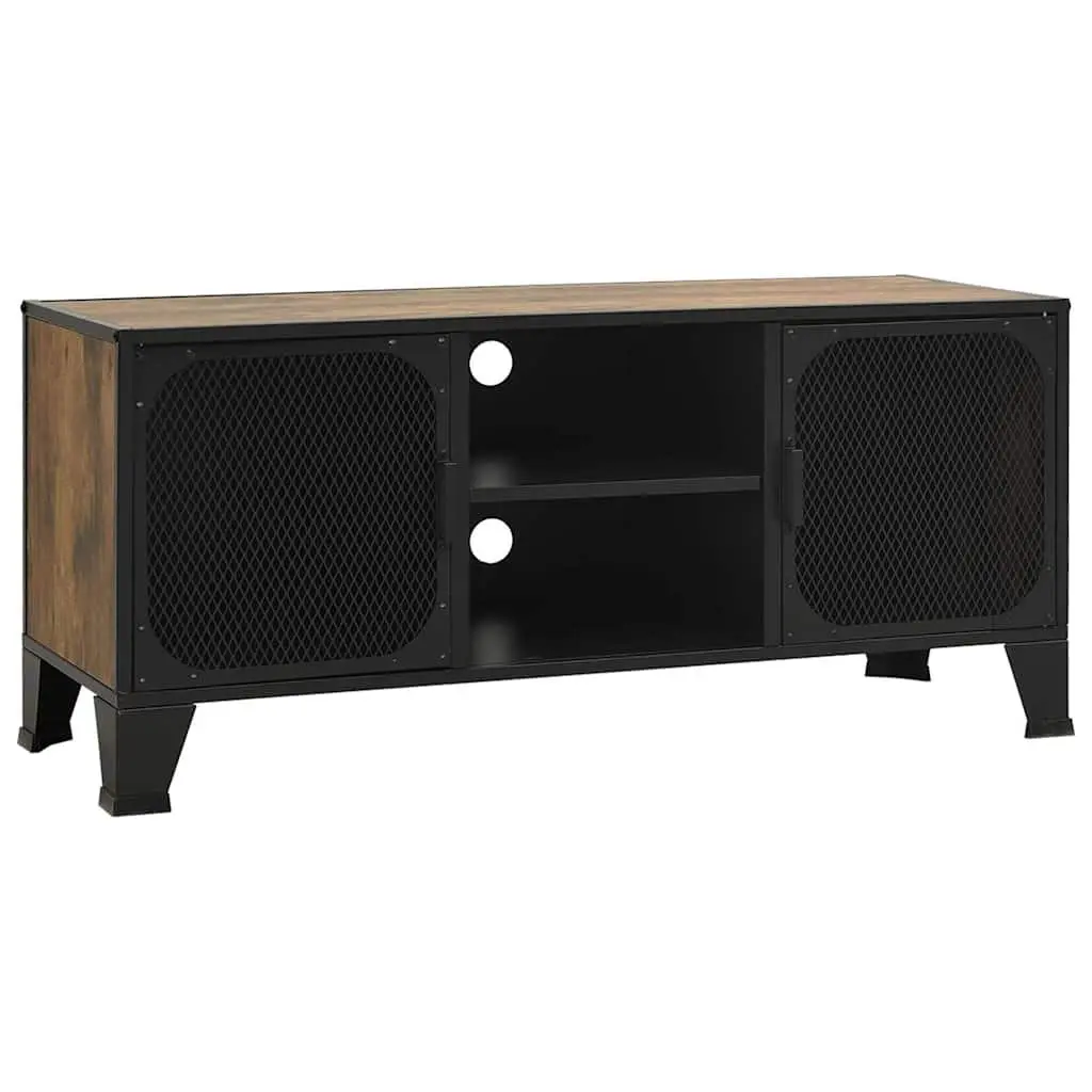 Rustic Brown TV Cabinet with Mesh Doors for Storage