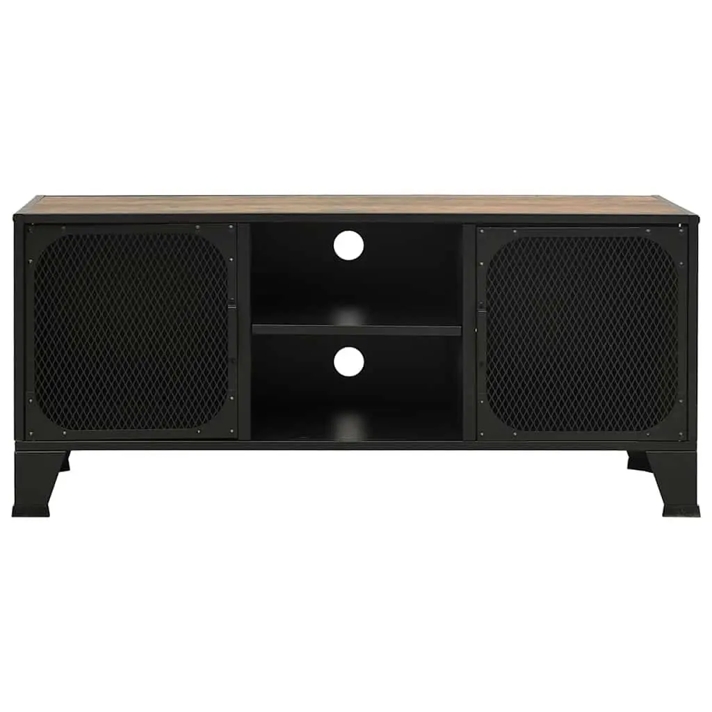 Rustic Brown TV Cabinet with Mesh Doors for Storage