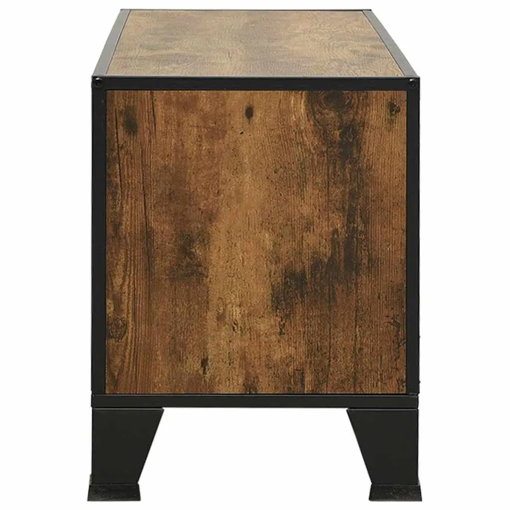 Rustic Brown TV Cabinet with Mesh Doors for Storage