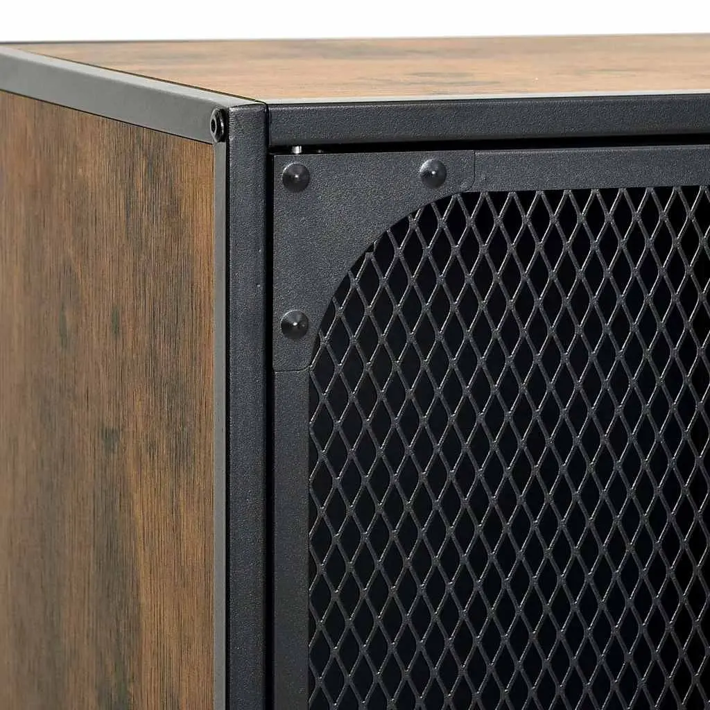 Rustic Brown TV Cabinet with Mesh Doors for Storage