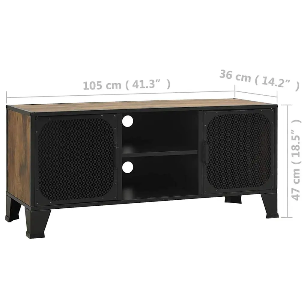 Rustic Brown TV Cabinet with Mesh Doors for Storage