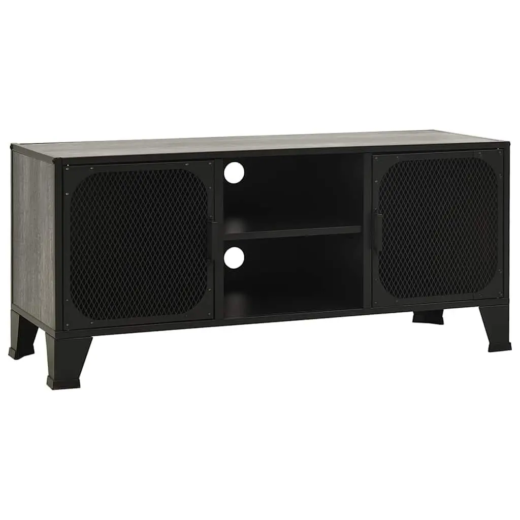TV Cabinet Grey Storage Unit with Mesh Doors Shelf Industrial Design Living Room