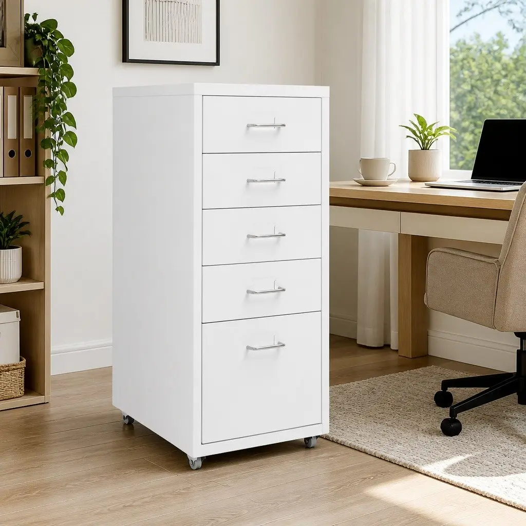 5-Drawer Mobile Filing Cabinet for Office Storage