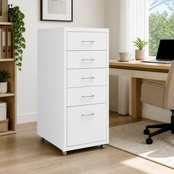 5-Drawer Mobile Filing Cabinet for Office Storage