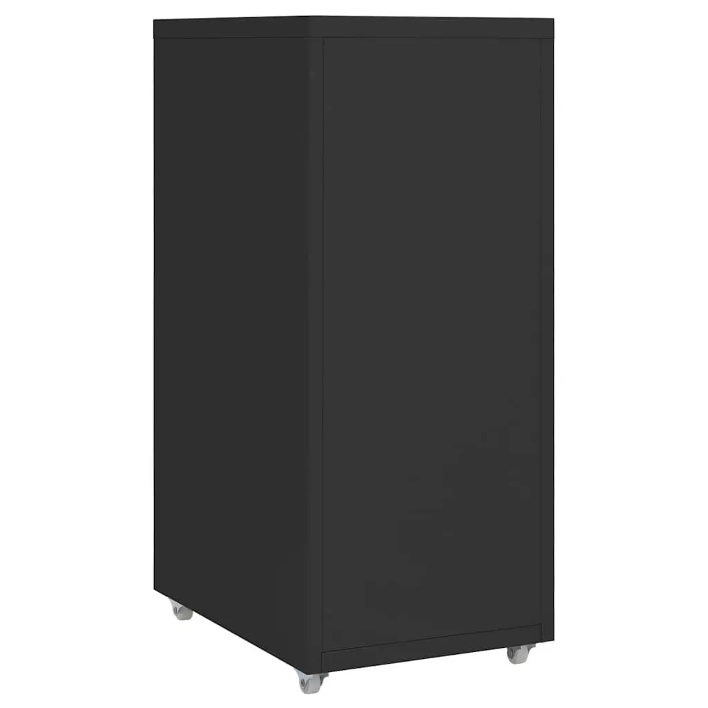 5 Drawer Black Metal Mobile Filing Cabinet with Wheels