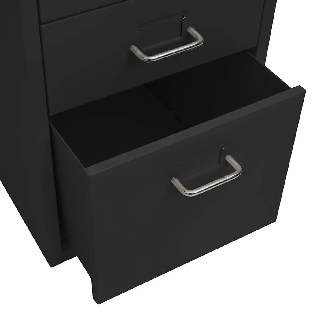 5 Drawer Black Metal Mobile Filing Cabinet with Wheels