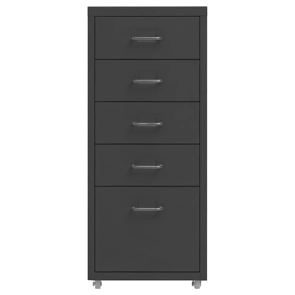 Anthracite 5-Drawer Mobile File Cabinet for Office