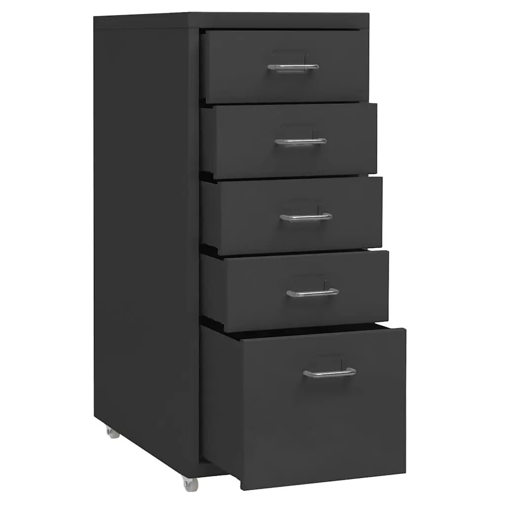 Anthracite 5-Drawer Mobile File Cabinet for Office