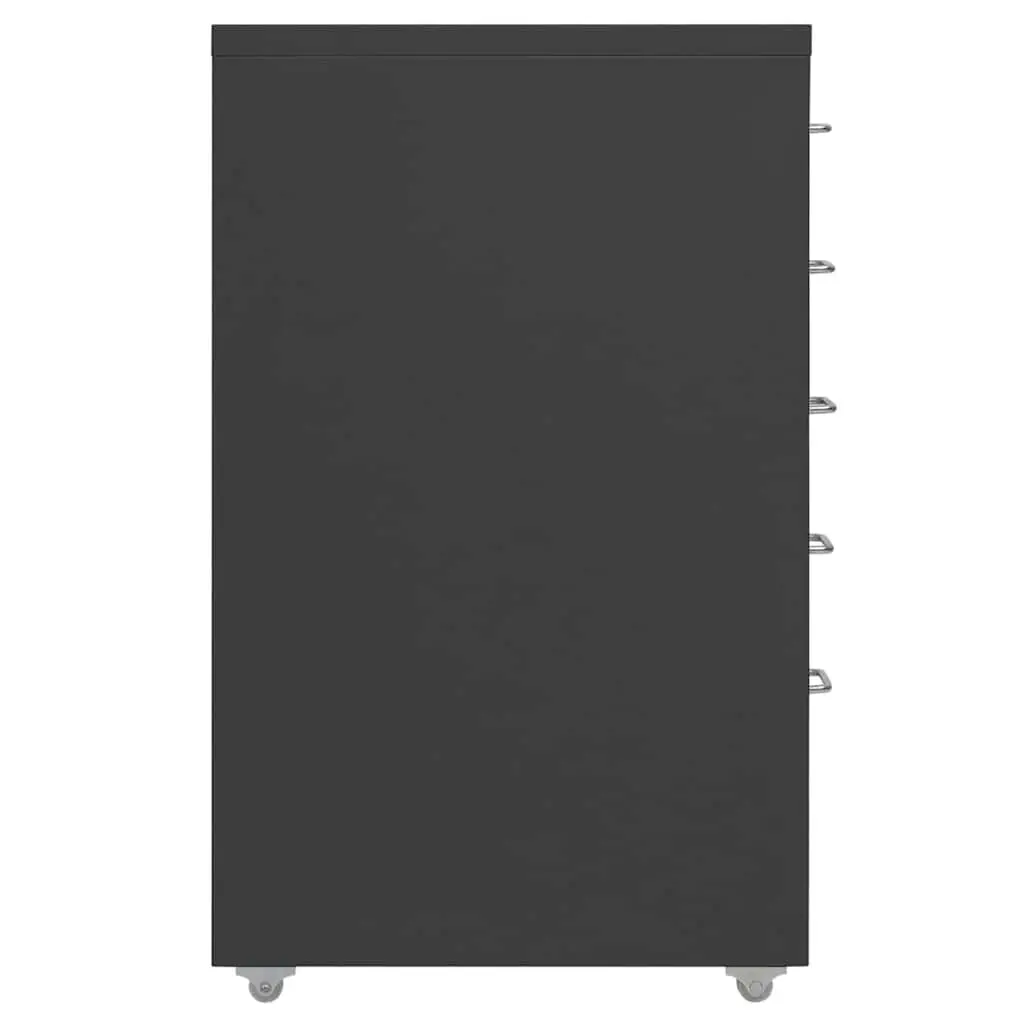 Anthracite 5-Drawer Mobile File Cabinet for Office