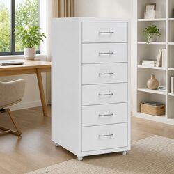 Grey Mobile File Cabinet with 6 Drawers