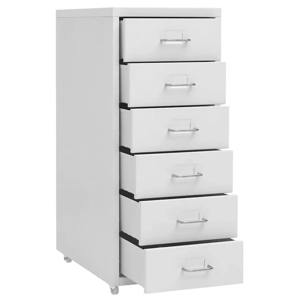 Grey Mobile File Cabinet with 6 Drawers