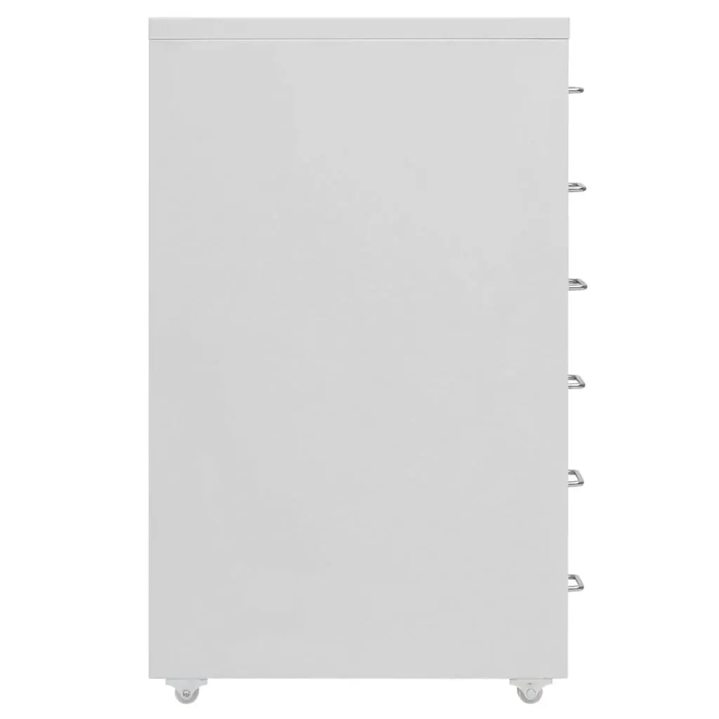 Grey Mobile File Cabinet with 6 Drawers