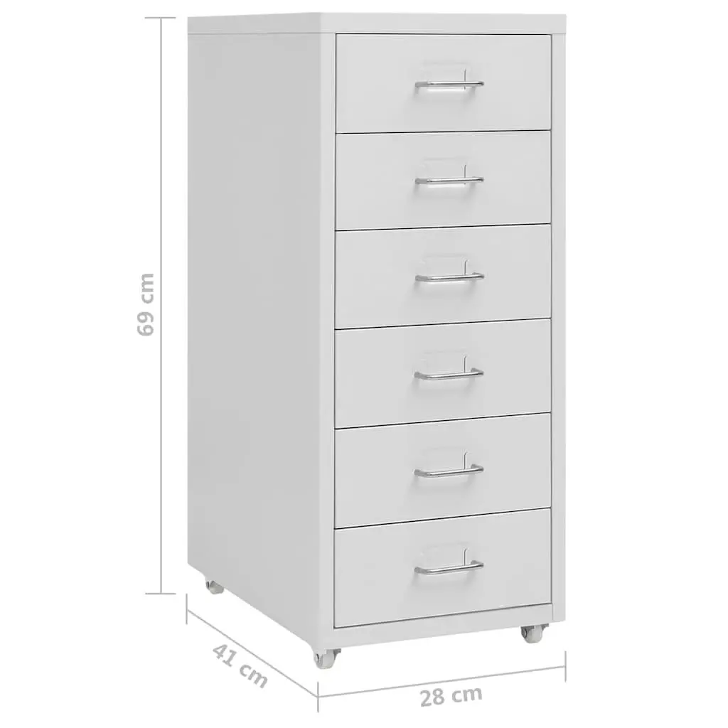 Grey Mobile File Cabinet with 6 Drawers