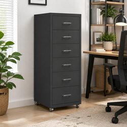 Anthracite Mobile Filing Cabinet with 6 Drawers
