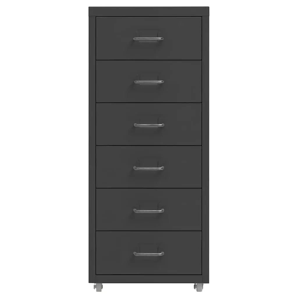 Anthracite Mobile Filing Cabinet with 6 Drawers