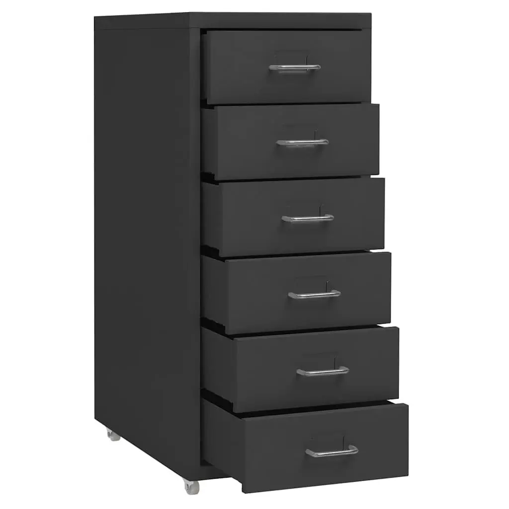 Anthracite Mobile Filing Cabinet with 6 Drawers