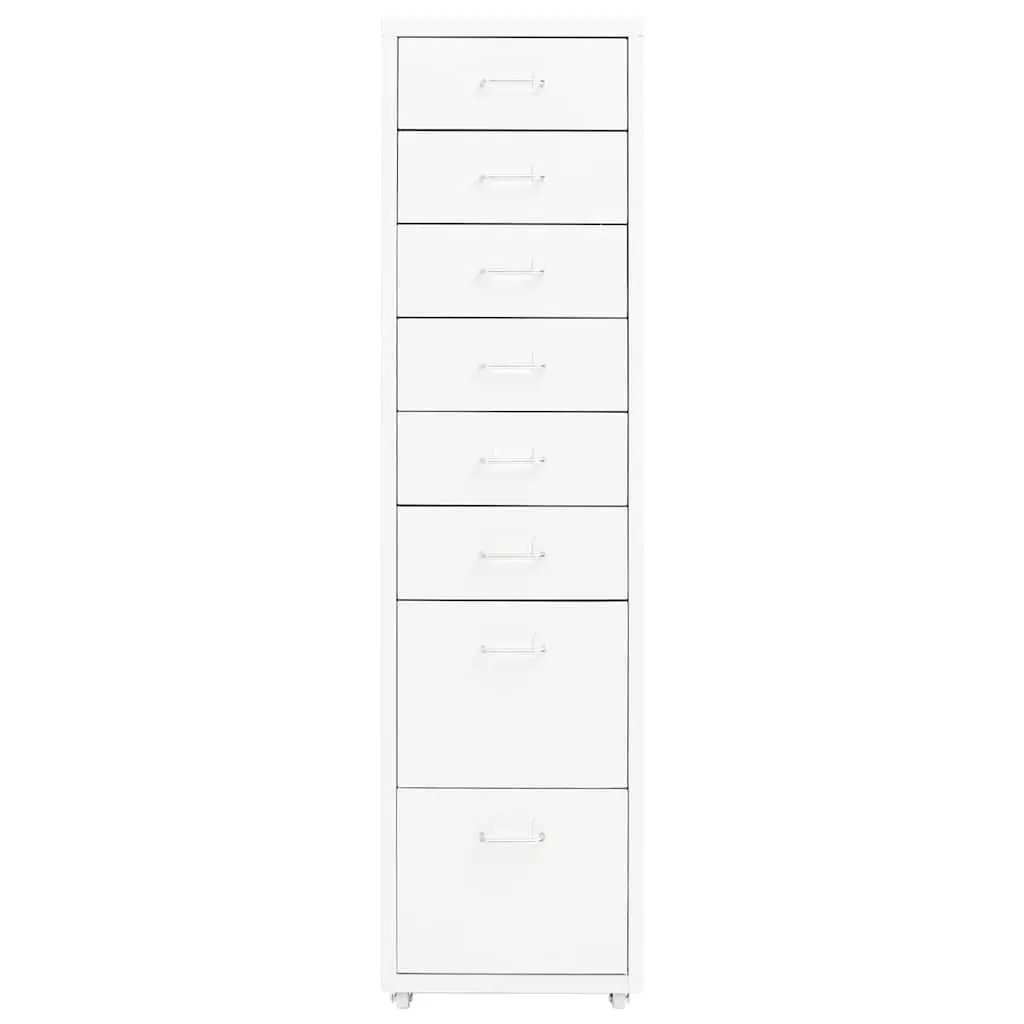 Mobile 8-Drawer Metal File Cabinet in White