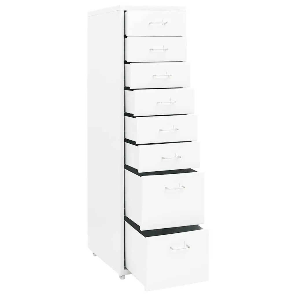 Mobile 8-Drawer Metal File Cabinet in White