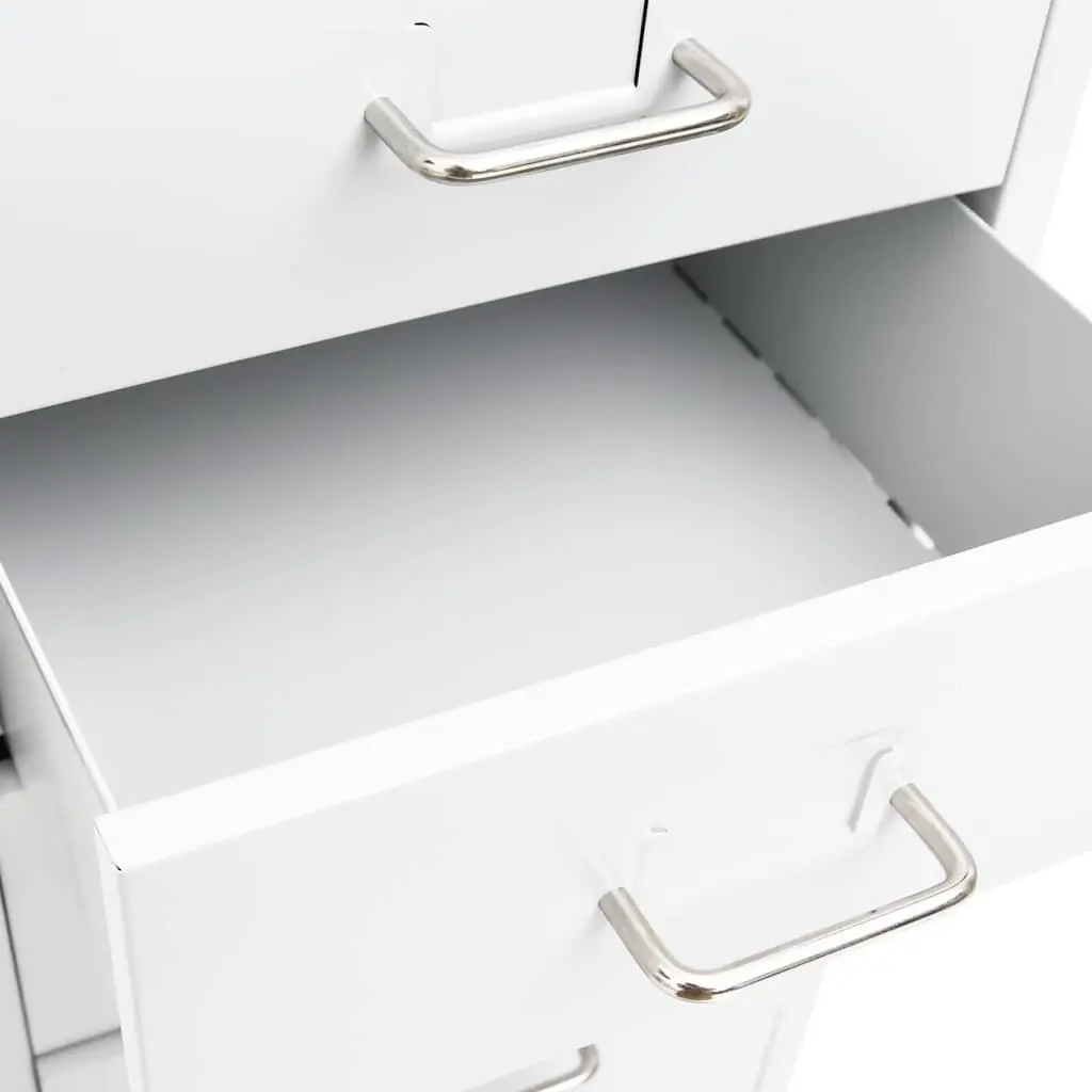 Mobile 8-Drawer Metal File Cabinet in White