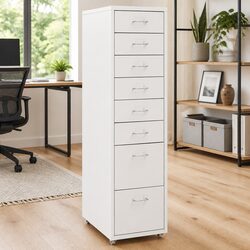 Grey 8 Drawer Mobile Filing Cabinet for Office Storage