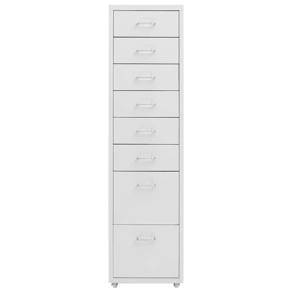 Mobile Filing Cabinet Grey 8 Drawer Metal Office Storage Chest with Wheels