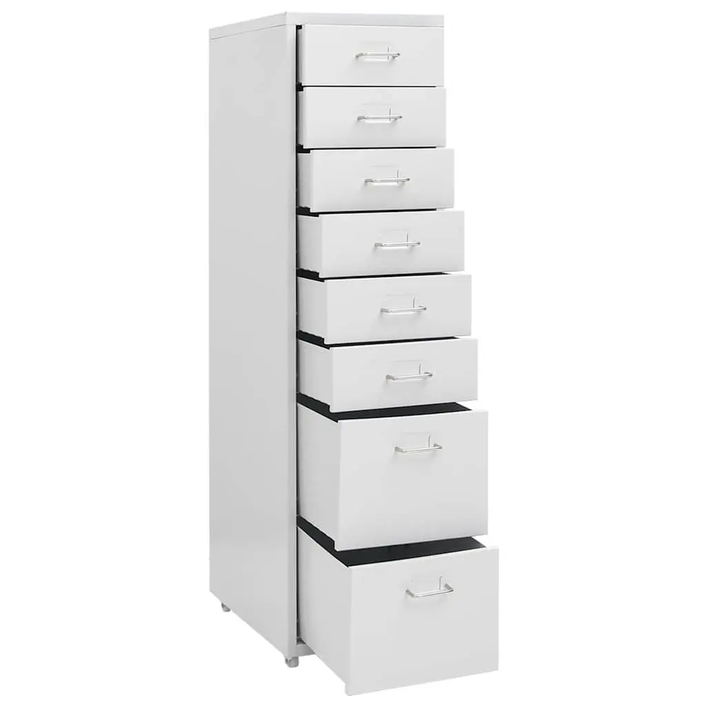 Mobile Filing Cabinet Grey 8 Drawer Metal Office Storage Chest with Wheels