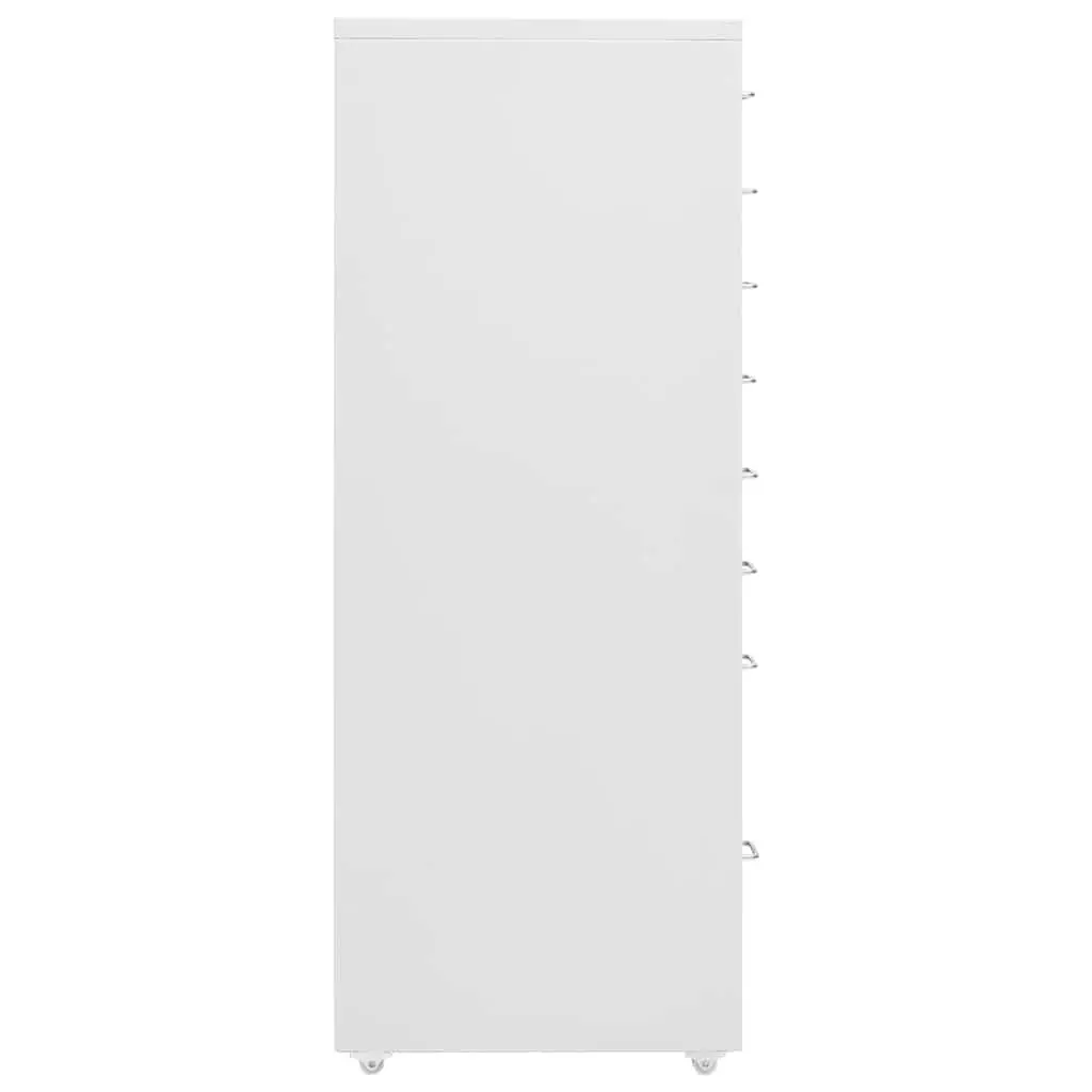 Mobile Filing Cabinet Grey 8 Drawer Metal Office Storage Chest with Wheels