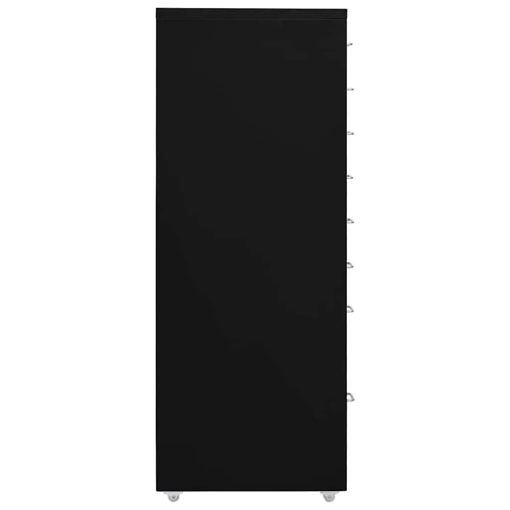 Mobile File Cabinet Metal 8 Drawer Black 28x41x109cm
