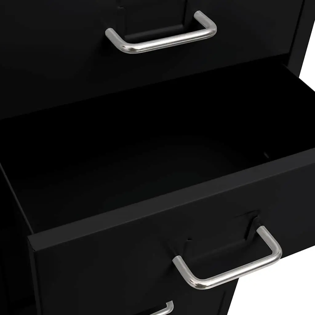 Mobile File Cabinet Metal 8 Drawer Black 28x41x109cm