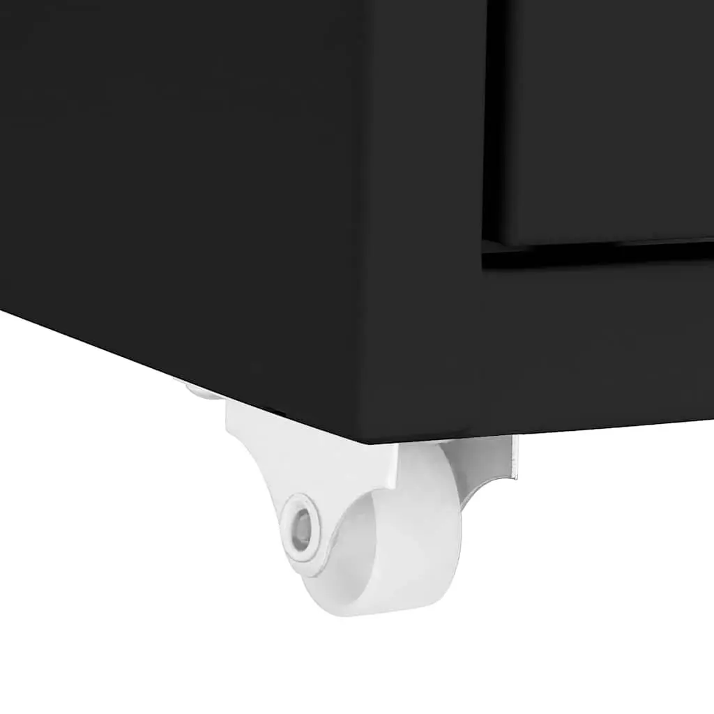 Mobile File Cabinet Metal 8 Drawer Black 28x41x109cm
