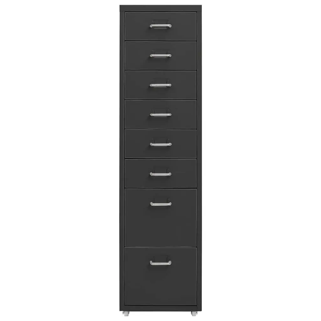 Mobile File Cabinet Anthracite 8 Drawer Metal Filing Storage with Wheels