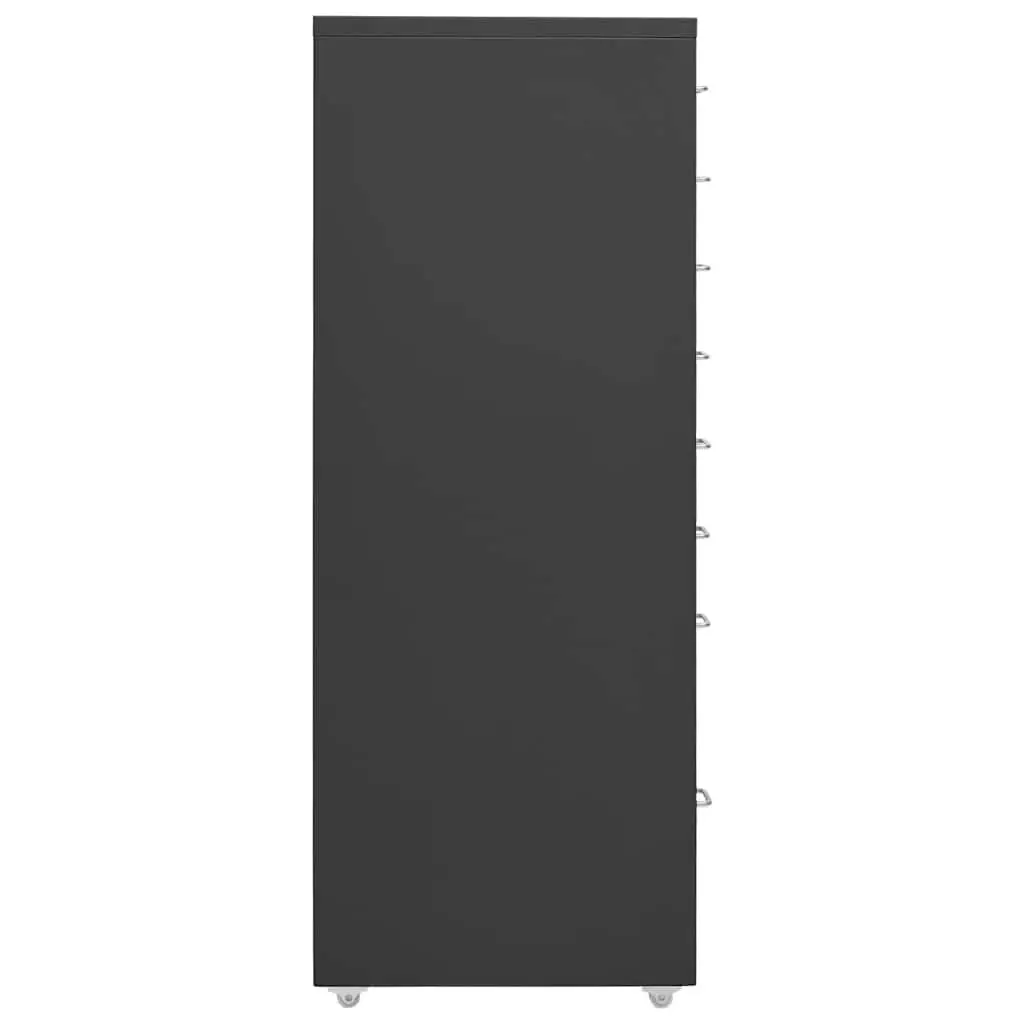 Mobile File Cabinet Anthracite 8 Drawer Metal Filing Storage with Wheels