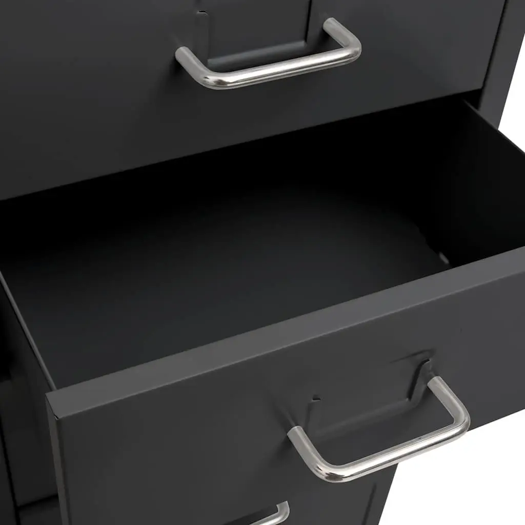Mobile File Cabinet Anthracite 8 Drawer Metal Filing Storage with Wheels